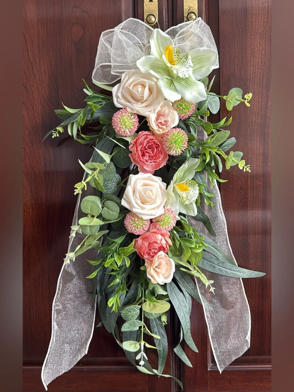 Elegant Pink & Cream Floral Swag by